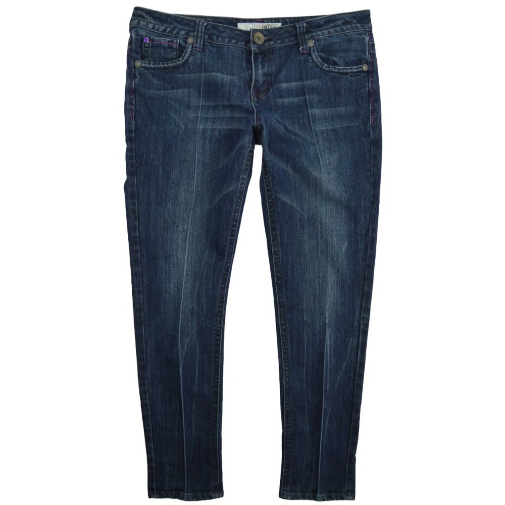 WHITE TAG Premium Denim Jeans 13 Skinny Dark Denim Sequin Hardware Back Pockets